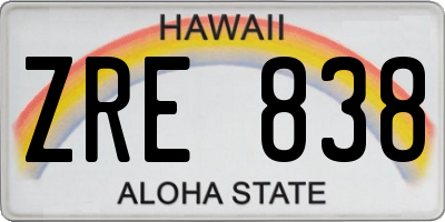 HI license plate ZRE838
