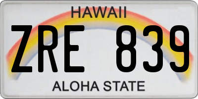 HI license plate ZRE839