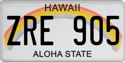 HI license plate ZRE905