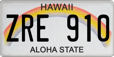 HI license plate ZRE910