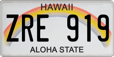 HI license plate ZRE919