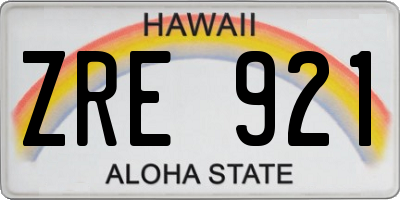 HI license plate ZRE921