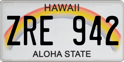 HI license plate ZRE942