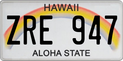 HI license plate ZRE947