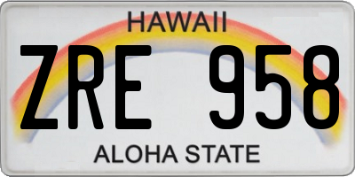 HI license plate ZRE958