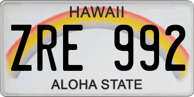 HI license plate ZRE992
