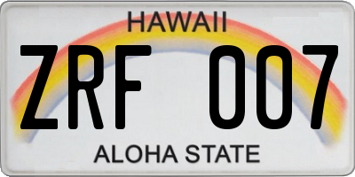 HI license plate ZRF007