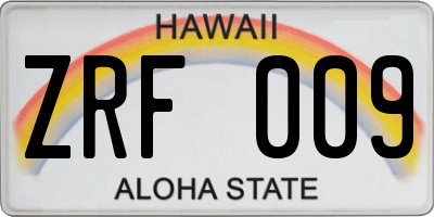 HI license plate ZRF009