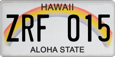 HI license plate ZRF015