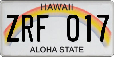 HI license plate ZRF017