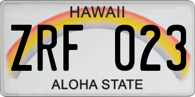 HI license plate ZRF023