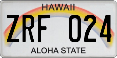 HI license plate ZRF024