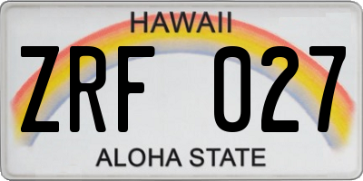 HI license plate ZRF027