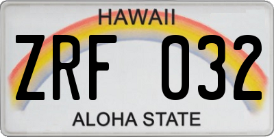 HI license plate ZRF032