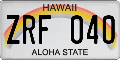 HI license plate ZRF040