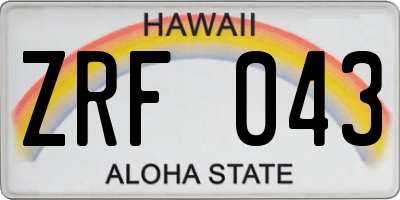 HI license plate ZRF043