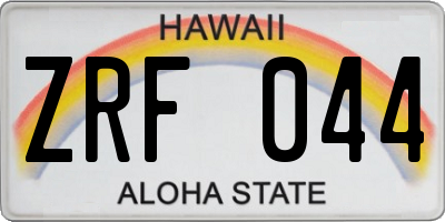 HI license plate ZRF044