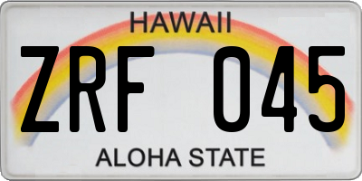 HI license plate ZRF045