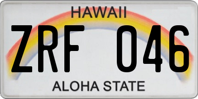 HI license plate ZRF046