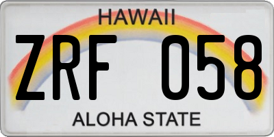 HI license plate ZRF058
