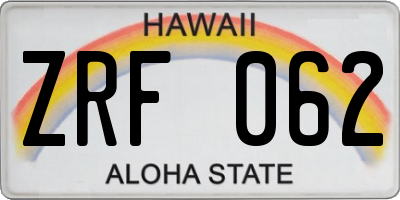 HI license plate ZRF062