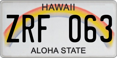 HI license plate ZRF063