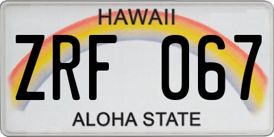 HI license plate ZRF067