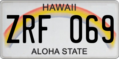 HI license plate ZRF069