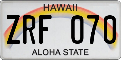 HI license plate ZRF070