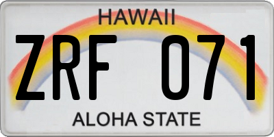 HI license plate ZRF071