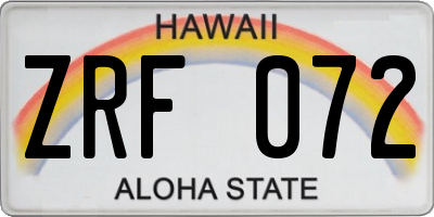 HI license plate ZRF072
