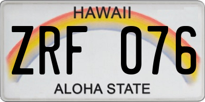 HI license plate ZRF076