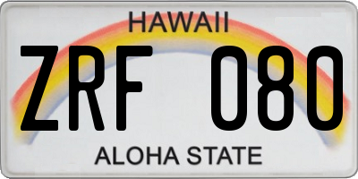 HI license plate ZRF080