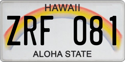 HI license plate ZRF081