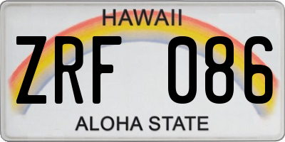 HI license plate ZRF086