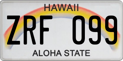 HI license plate ZRF099