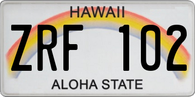 HI license plate ZRF102