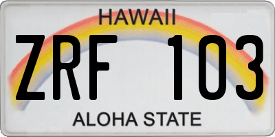 HI license plate ZRF103