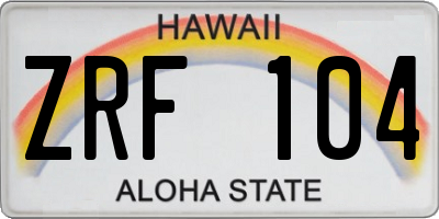 HI license plate ZRF104