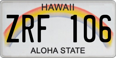 HI license plate ZRF106