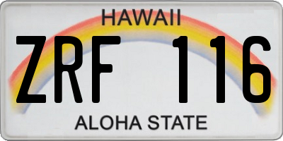 HI license plate ZRF116