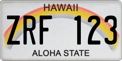 HI license plate ZRF123