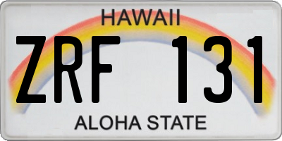 HI license plate ZRF131