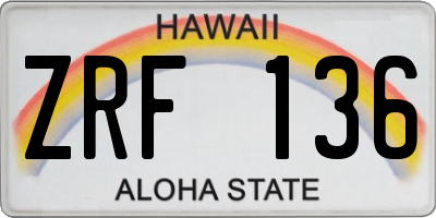 HI license plate ZRF136