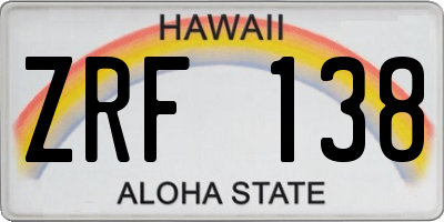 HI license plate ZRF138