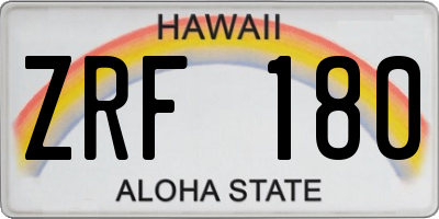 HI license plate ZRF180