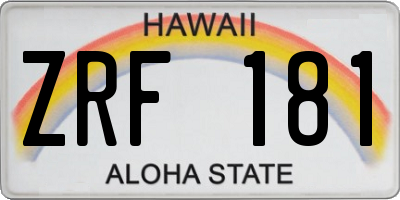 HI license plate ZRF181