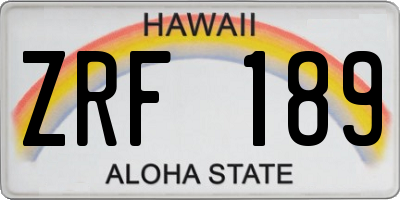 HI license plate ZRF189