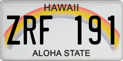 HI license plate ZRF191