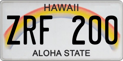 HI license plate ZRF200